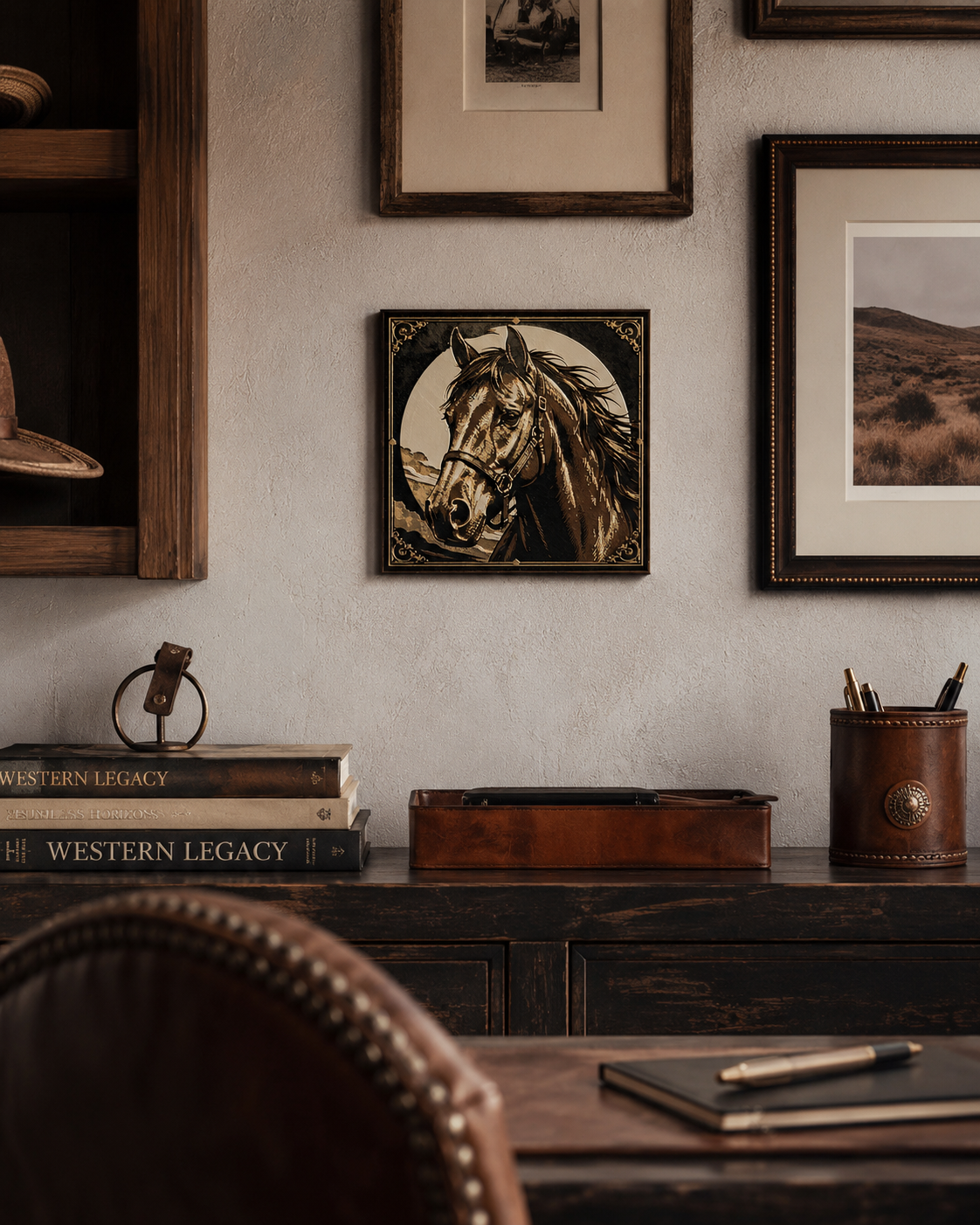 Vintage Horse Portrait Layered Wall Art – 8" Western Equestrian Decor