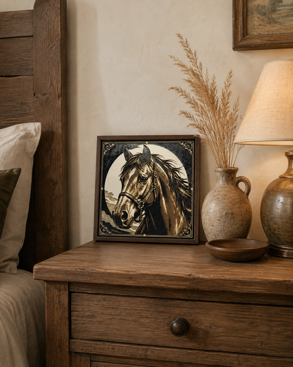 Vintage Horse Portrait Layered Wall Art – 8" Western Equestrian Decor