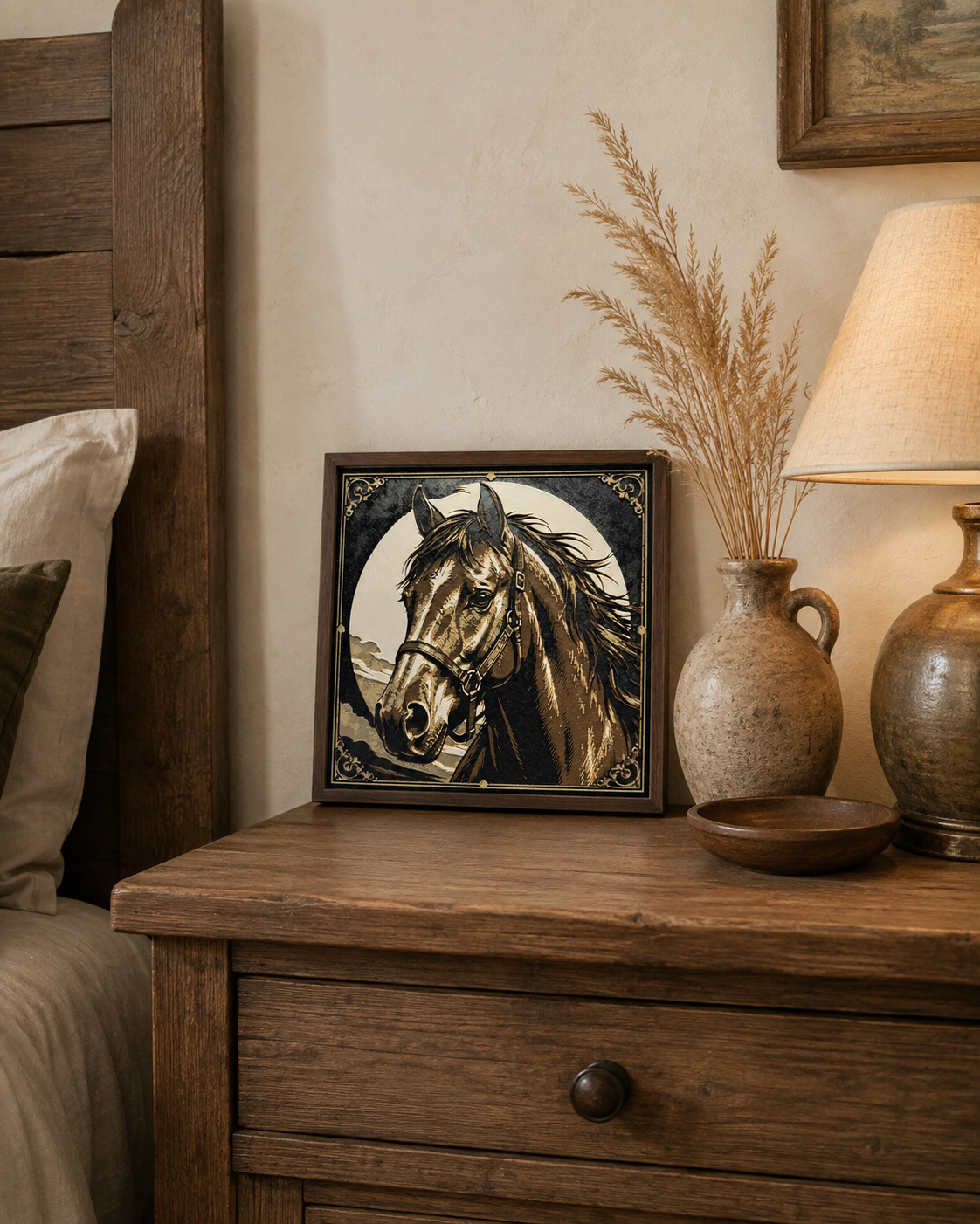 Vintage Horse Portrait Layered Wall Art – 8" Western Equestrian Decor