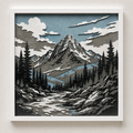 Layered Mountain Landscape Wall Art – 8" x 8" Dimensional Nature Decor