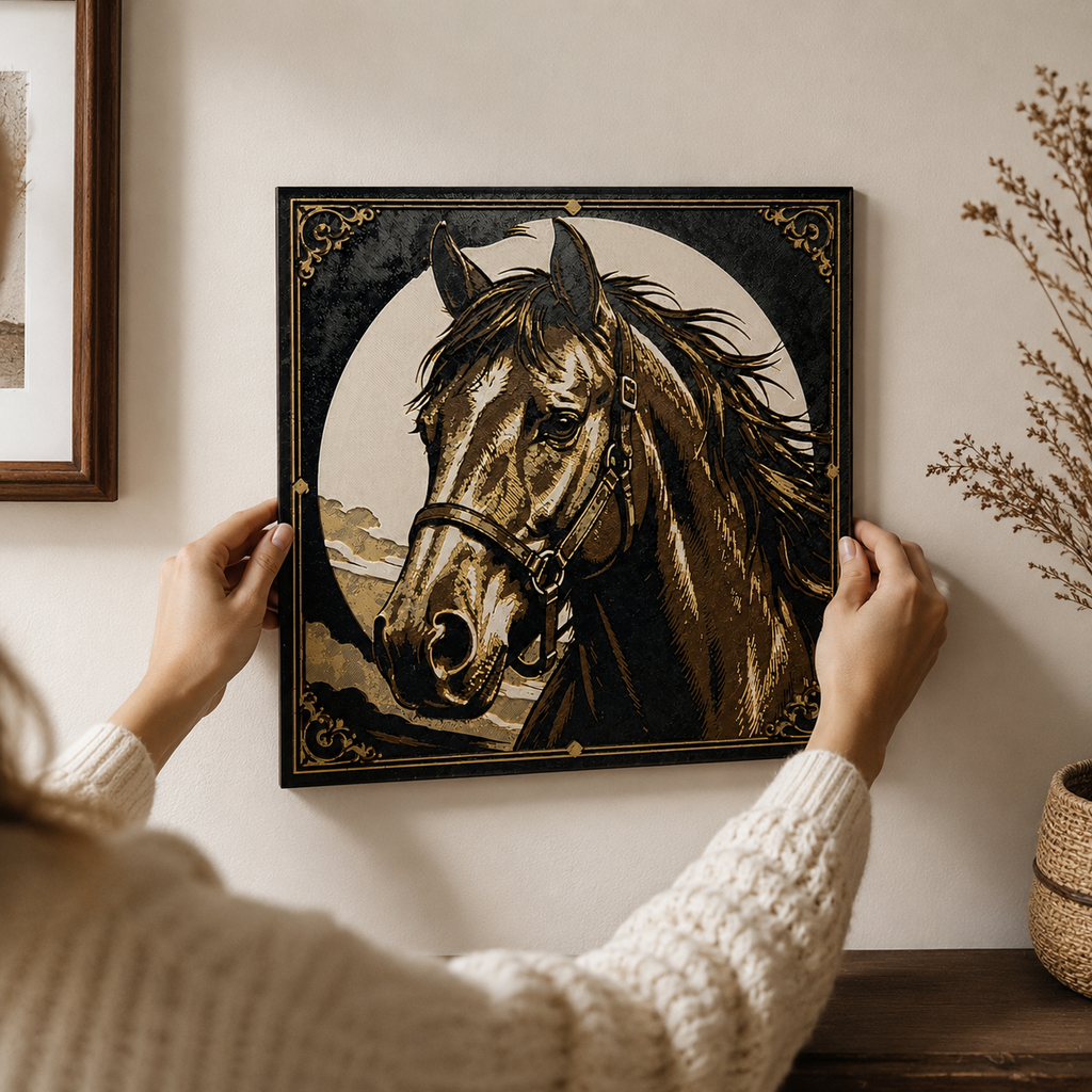 Vintage Horse Portrait Layered Wall Art – 8" Western Equestrian Decor