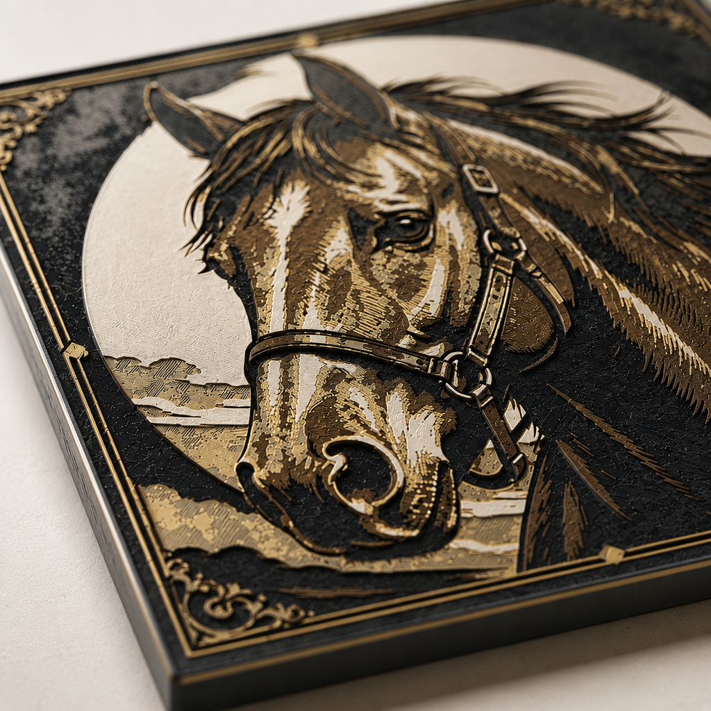Vintage Horse Portrait Layered Wall Art – 8" Western Equestrian Decor