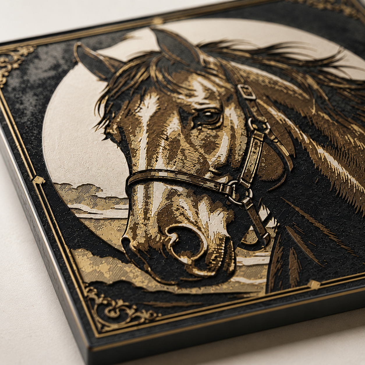 Vintage Horse Portrait Layered Wall Art – 8" Western Equestrian Decor