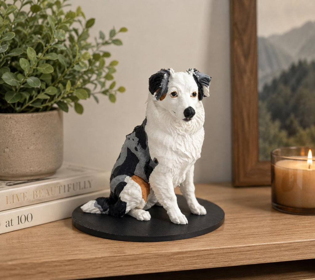 Custom 3D Pet Statue, Full-Color Dog or Cat Figurine, Laser-Engraved Name Base